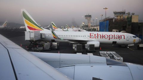 --FILE--View of aircrafts of Ethiopian Airlines parked at the Addis Ababa Bole International Airport in Addis Ababa, Ethiopia, 25 December 2017. Eight Chinese nationals, including one from Hong Kong, were confirmed aboard the crashed Ethiopian Airlines plane, according to the Chinese foreign ministry. 