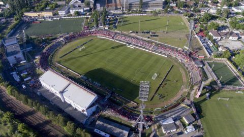 Budapest, 2017. május 27. A drónnal készült felvételen a kispesti Bozsik József Stadion az OTP Bank Liga utolsó, 33. fordulójában játszott Honvéd - Videoton FC labdarúgó-mérkõzés elõtt 2017. május 27-én. A Honvéd 1-0-ra gyõzött, ezzel megszerezte története 14. bajnoki címét. MTI Fotó: Ruzsa István