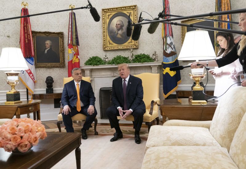 United States President Donald J. Trump meets with Prime Minister Viktor Orban of Hungary in the Oval Office of the White House in Washington, DC on Monday, May 13, 2019. The two leaders will meet for about an hour. Credit: Chris Kleponis / Pool via CNP | usage worldwide