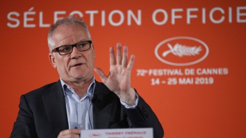 Párizs, 2019. április 18. Thierry Fremaux fesztiváligazgató a 72. Cannes-i Nemzetközi Filmfesztiválról tartott párizsi sajtóértekezleten 2019. április 18-án. MTI/AP/Francois Mori