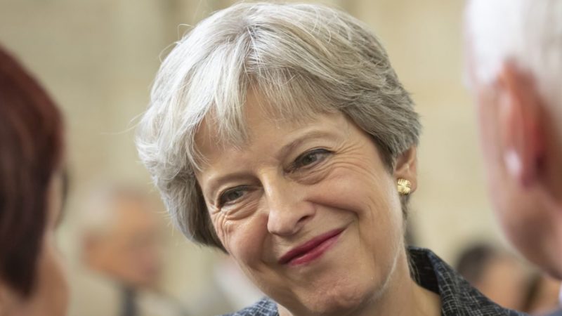 Britain's Prime minister Theresa May attends a religious ceremony to mark the 100th anniversary of the World War I (WW1) Battle of Amiens, at the Cathedral in Amiens, France, August 8, 2018. The Battle of Amiens sounded the start of the Hundred Days Offensive on the Western Front, which led to the Armistice in November 1918. / AFP PHOTO / POOL / Sebastien COURDJI