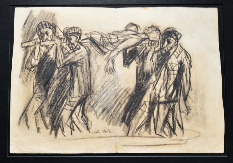 'Returning from Work' (paper, ink) by Mieczyslaw Koscielniak. In the Hell of the German concentration camps there were also art works made by prisoners. For the first time nearly 200 drawings, graphics and images made by prisoners of Auschwitz-Birkenau, are presented to the public at an exhibition 'Face to face. Art in Auschwitz' in the National Museum in Krakow. On Thursday, August 17, 2017, in Krakow, Poland. (Photo by Artur Widak/NurPhoto)