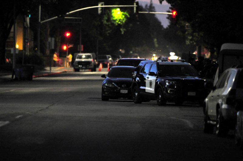 CALIFORNIA, USA - JULY 28 : Police and fire personnel line the streets of Gilroy searching for the second of two active shooter after shooting broke out in California garlic festival in Gilroy, California on July 28, 2019. At least three people were killed on Sunday in an ongoing shooting at a festival in northern California, according to a local official. Neal Waters / Anadolu Agency