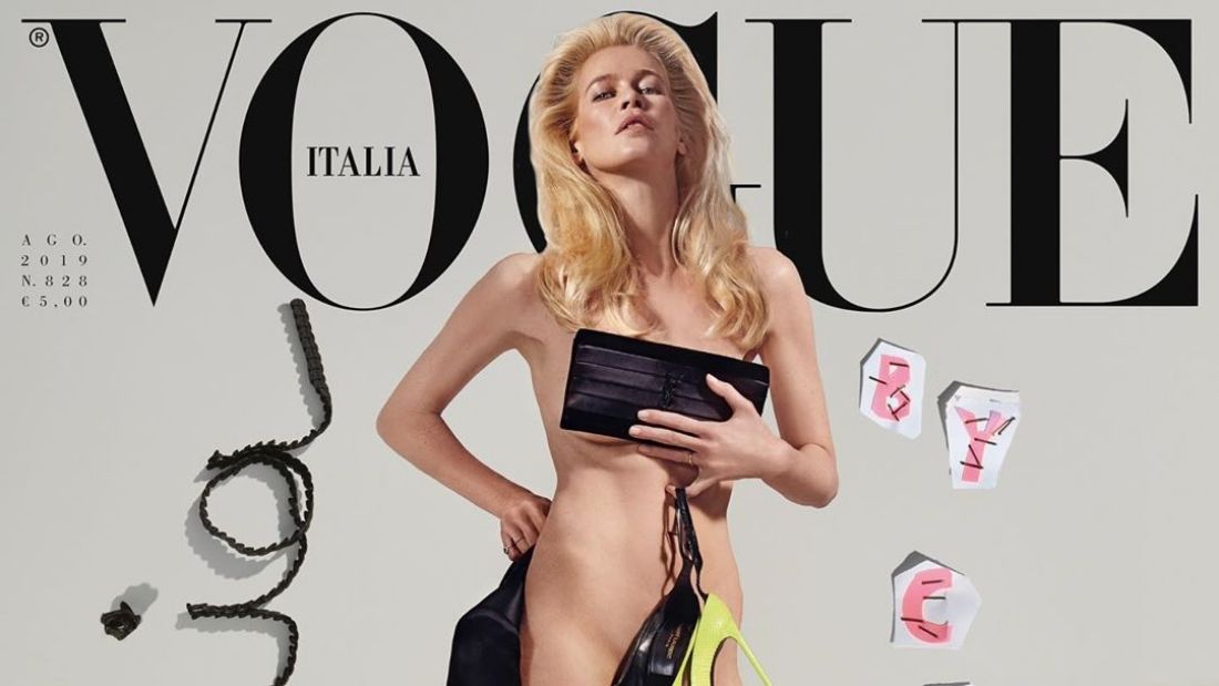 Claudia Schiffer meztelenül pózol a Vogue címlapján