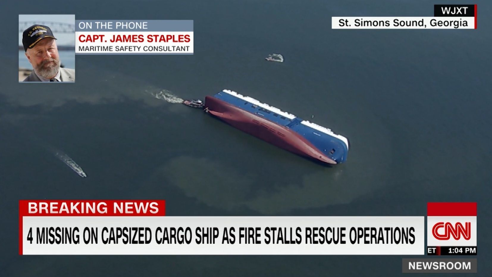 Több ezer autóval a fedélzetén felborult egy konténerszállító hajó Georgia partjainál