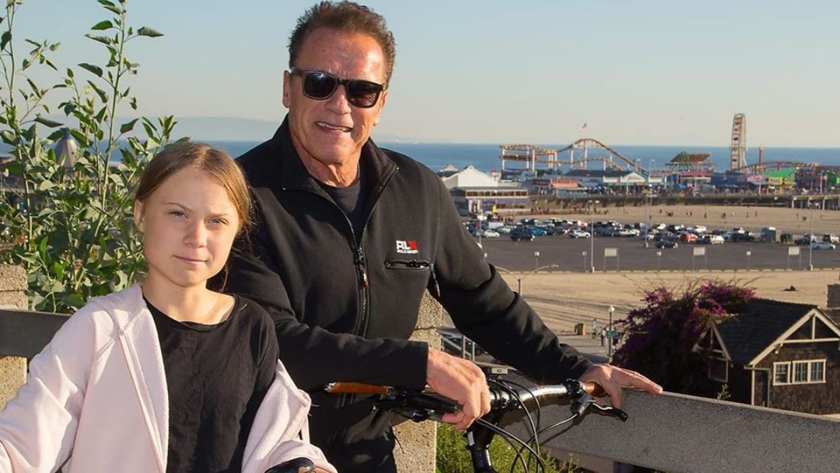 Arnold Schwarzenegger együtt biciklizett Greta Thunberggel