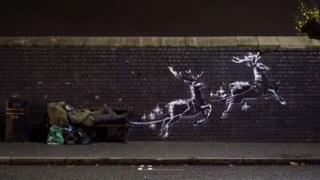 A hajléktalanságra hívja fel a figyelmet Banksy legújabb alkotása