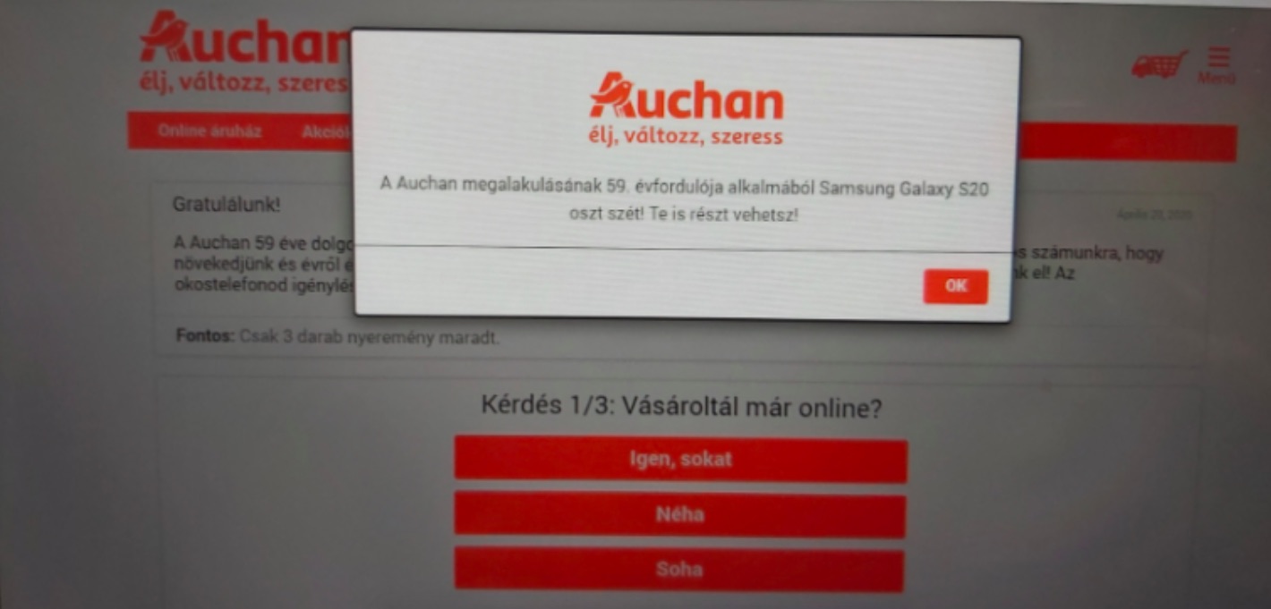 Kamu Auchan-nyereményjáték terjed az interneten