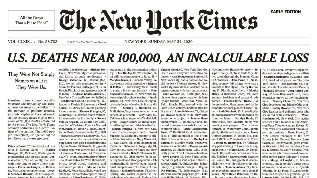 Megrendítő címlappal jelent meg a New York Times