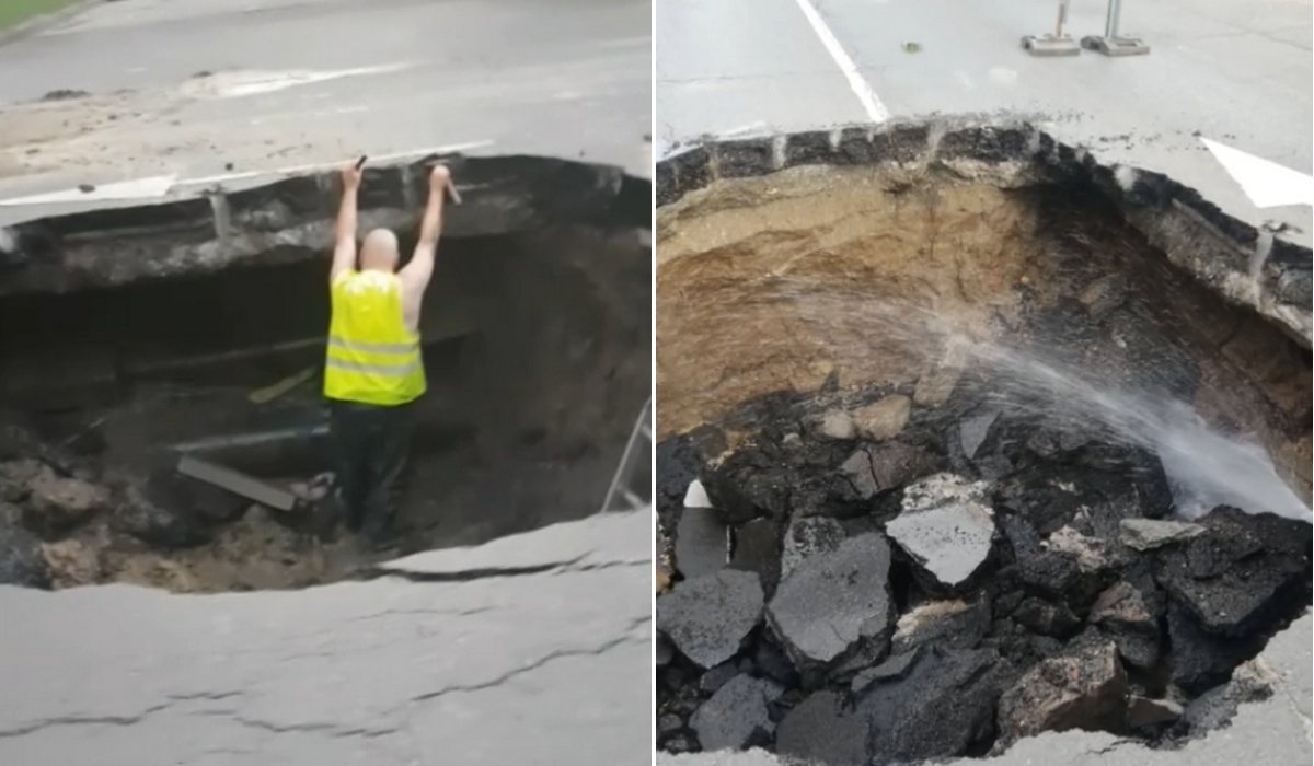 Hatalmas gödör keletkezett az úton Debrecenben, egy autót is elnyelhetett volna