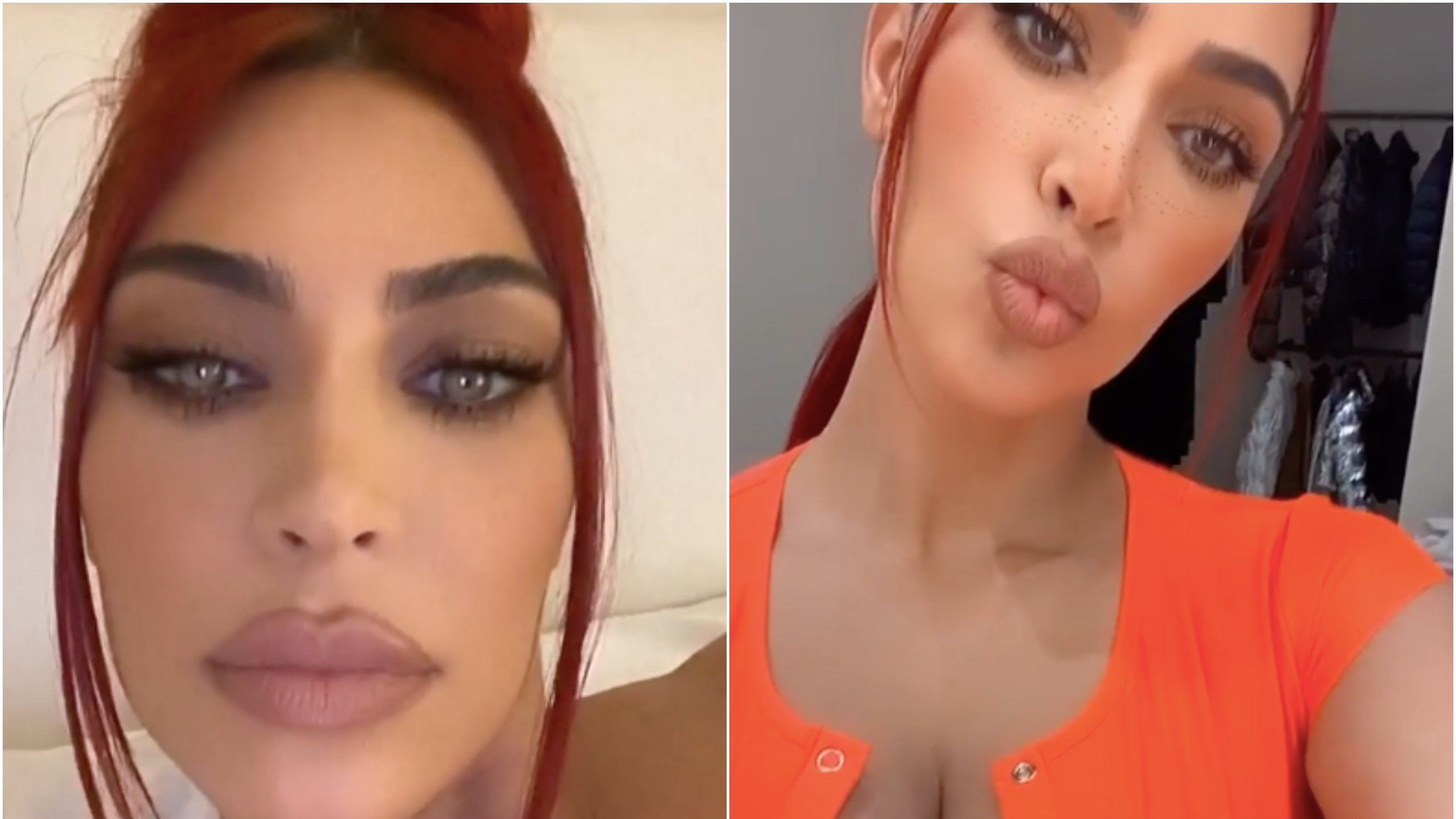 Kim Kardashian vörös hajszínre váltott