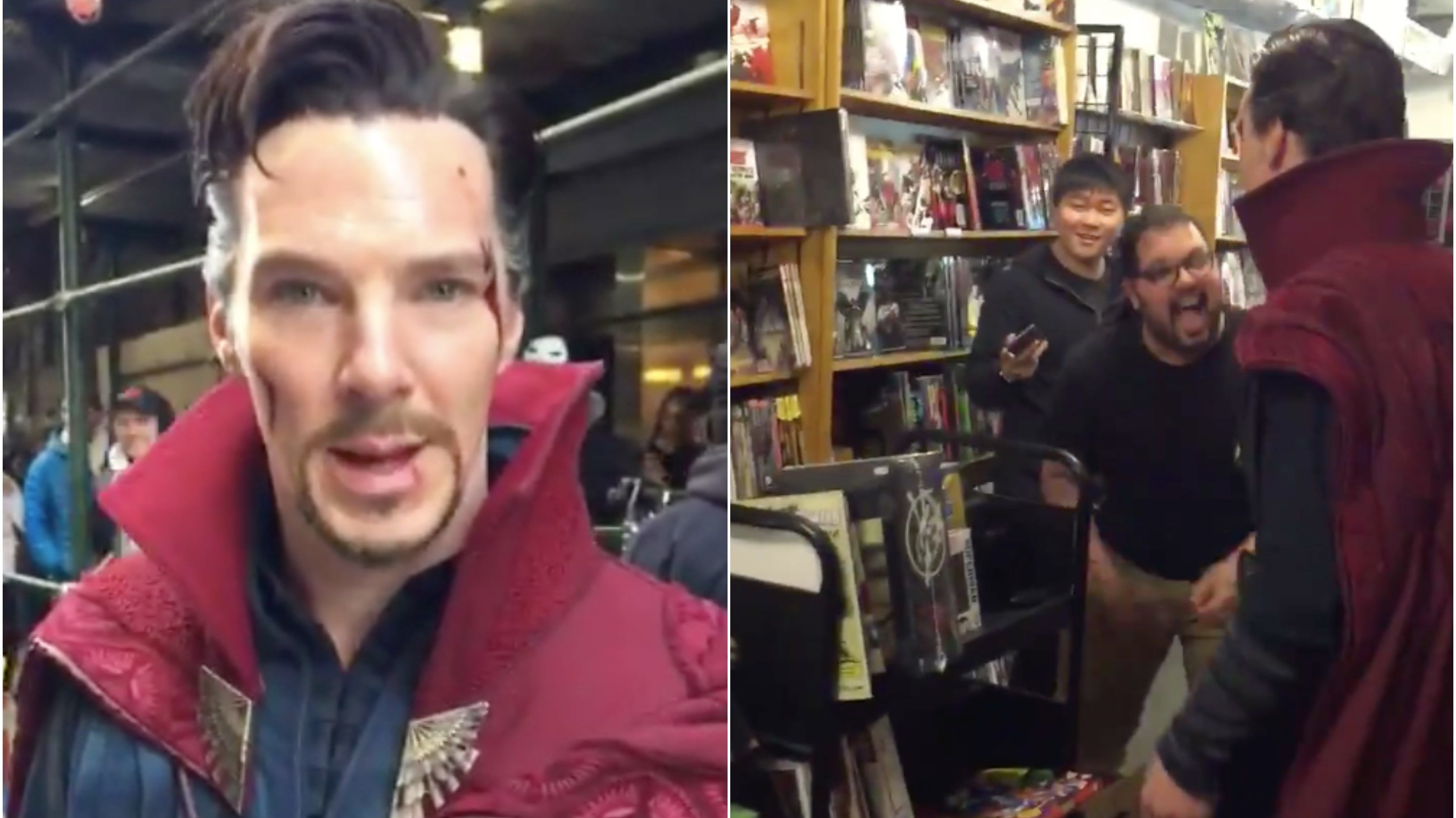 Benedict Cumberbatch Doctor Strange-jelmezben poénból besétált egy képregényboltba