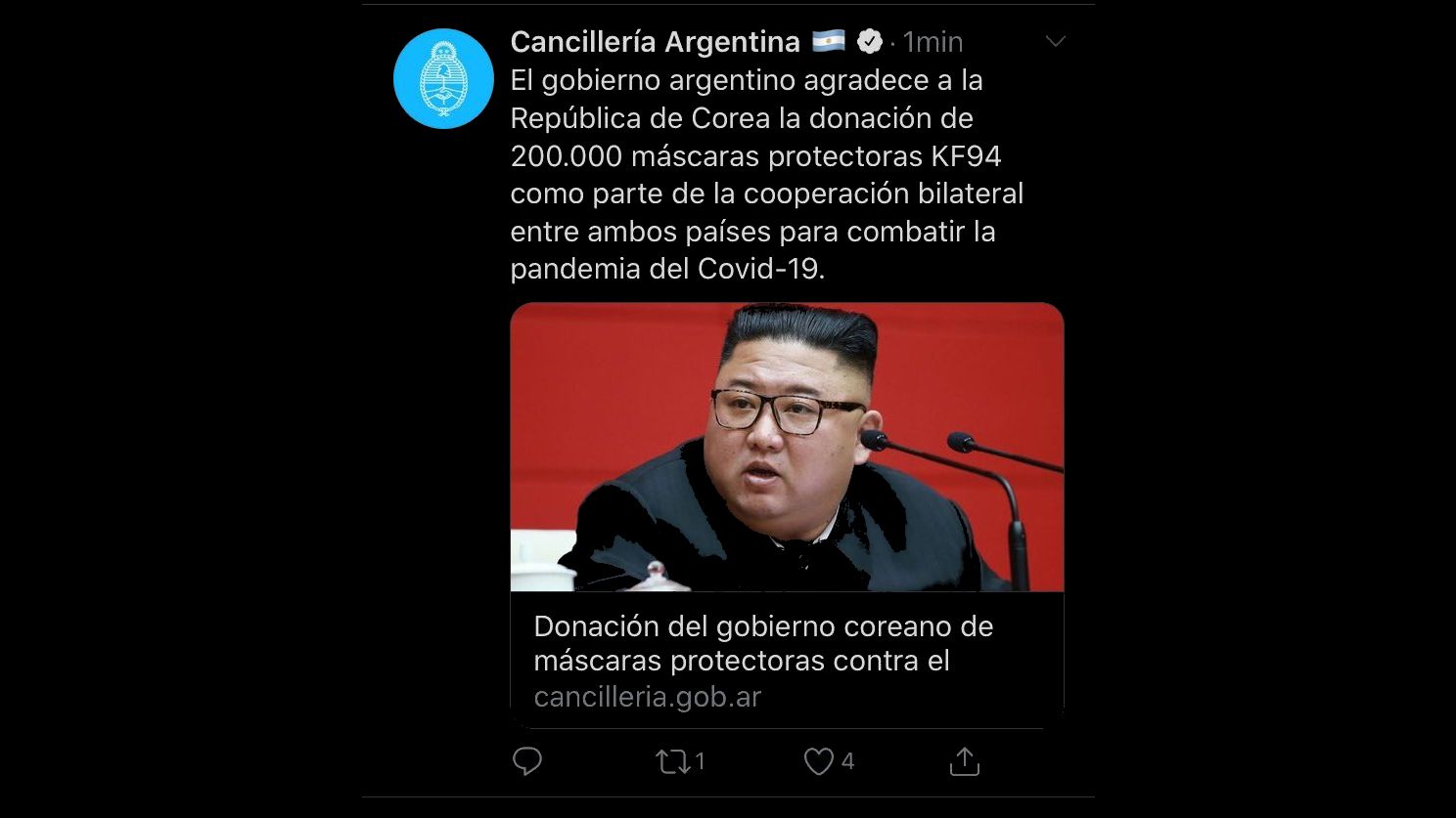 Észak-Korea diktátorának, Kim Dzsongunnak köszönte meg Argentína a dél-koreai maszkokat