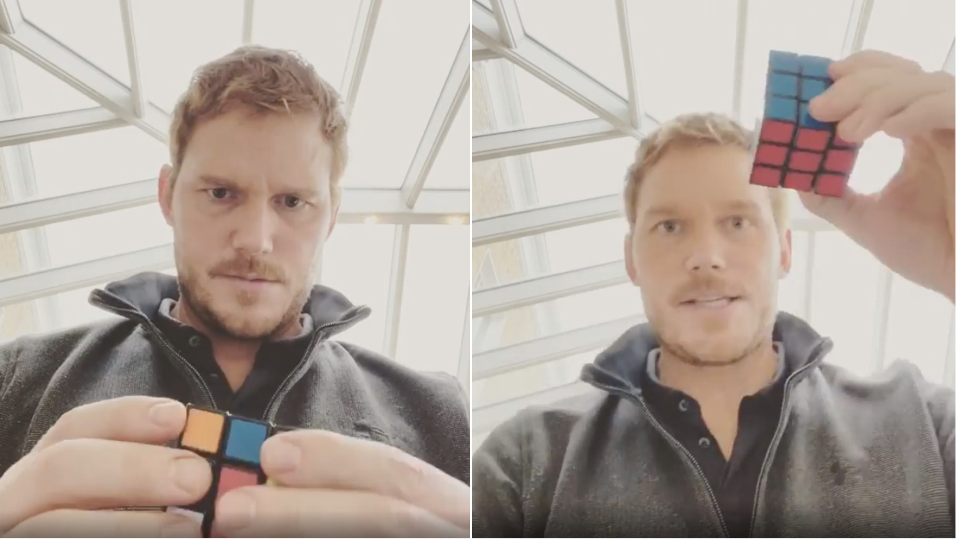 Chris Pratt bemutatta, hogy rakja ki egy perc alatt a Rubik-kockát