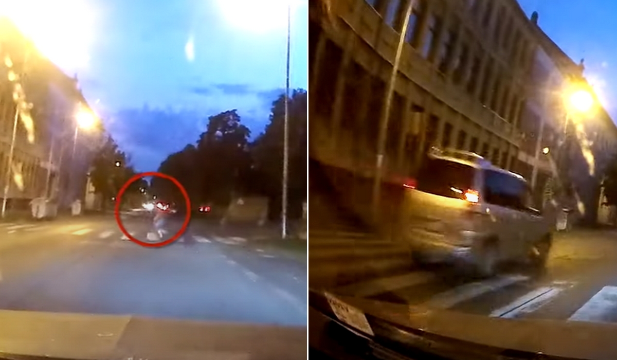 Videó: rohannia kellett a gyalogosnak a zebrán, hogy ne üsse el a felé száguldó autós