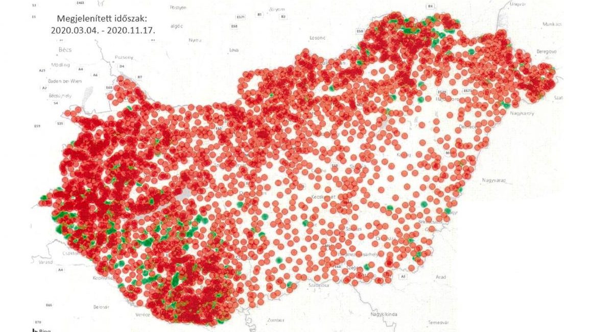 Új fertőzöttségi térkép jelent meg Magyarországról