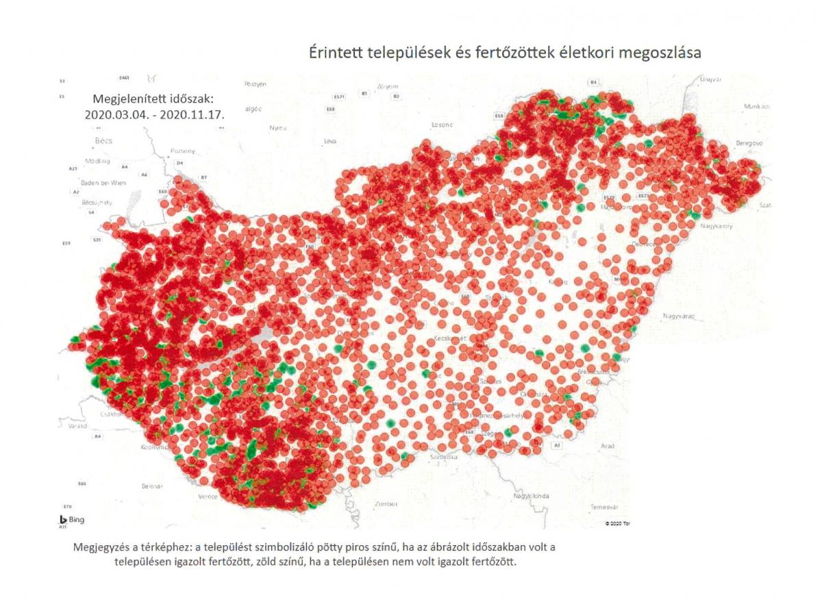 Koronavírus: új fertőzöttségi térképet közöltek Magyarországról