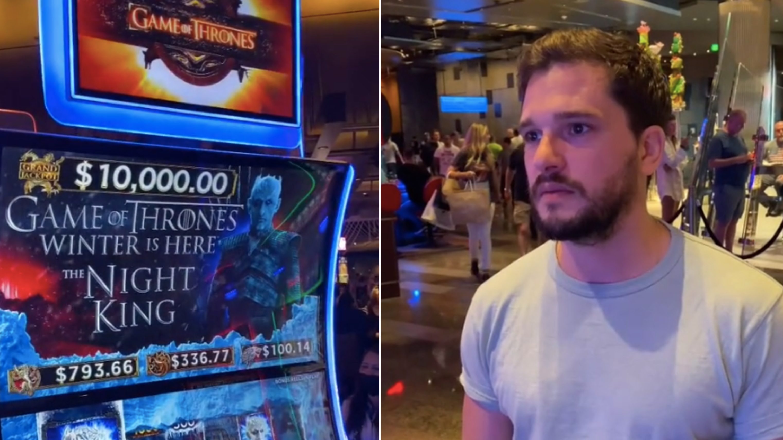 Kit Haringtonból mém lett Las Vegasban, miután meglátott egy Trónok harcás nyerőgépet