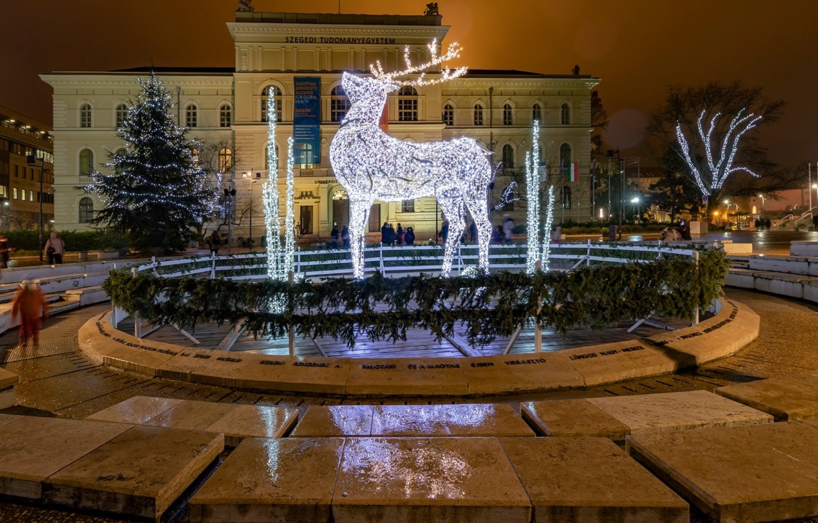 Visszatért a fényvillamos és a kedvenc rénszarvas is – csodás fénydekorációt kapott Szeged