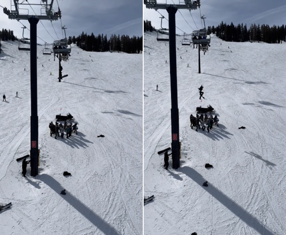 Biztatták, hogy ugorjon, majd mégsem tudták elkapni a felvonóról lecsúszó snowboardost a biztonsági emberek